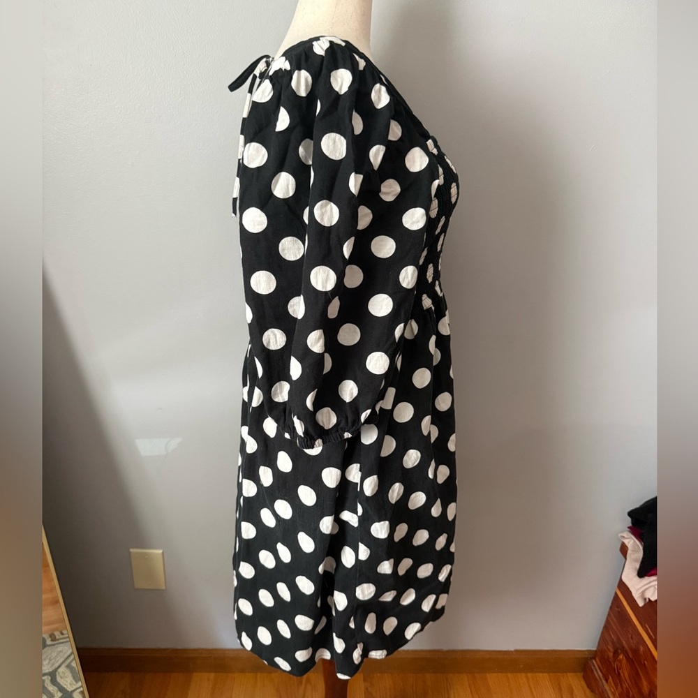 Ava & Viv Black and White Polka Dot Long Sleeve Dress - Picture 6 of 9